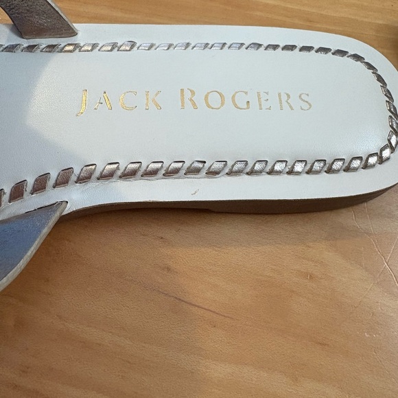 NIB Jack Rogers Collins Flat Leather Sandals, Ivory & Platinum, Size 9 - Picture 7 of 7